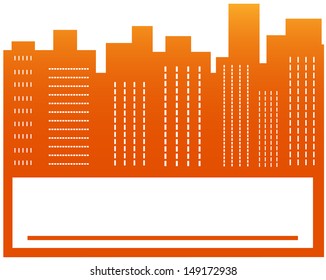 yellow city background with skyscraper and place for text 