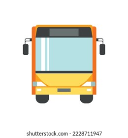 Yellow city bus. Simple flat icon. Vector illustration of public transport.