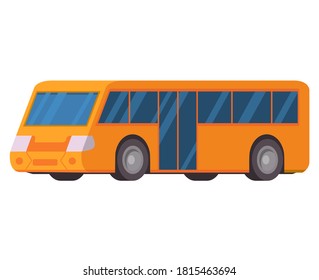 Yellow city bus. Vector illustration flat style. Public transport.Vehicle side view.Isolated on a white background.