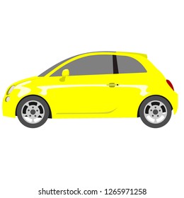 Yellow city car side view