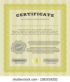 Yellow Classic Certificate template. With background. Customizable, Easy to edit and change colors. Superior design. 