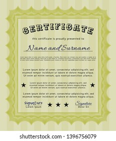 Yellow Classic Certificate template. Customizable, Easy to edit and change colors. Easy to print. Cordial design. 