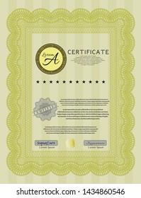 Yellow Classic Certificate template. Customizable, Easy to edit and change colors. With quality background. Artistry design. 