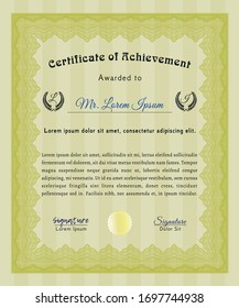 Yellow Classic Certificate template. Customizable, Easy to edit and change colors. With complex background. Nice design. 