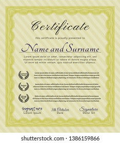 Yellow Classic Certificate template. Easy to print. Beauty design. Customizable, Easy to edit and change colors. 