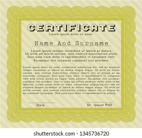 Yellow Classic Certificate template. Excellent design. Printer friendly. Customizable, Easy to edit and change colors. 