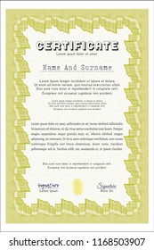 Yellow Classic Certificate template. Good design. Easy to print. Detailed. 
