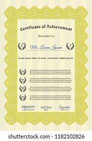 Yellow Classic Certificate template. Good design. Customizable, Easy to edit and change colors. With background. 