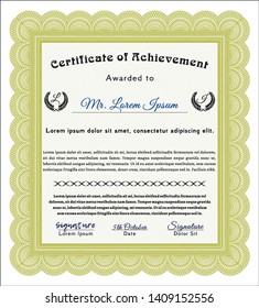Yellow Classic Certificate template. With guilloche pattern. Money Pattern. Customizable, Easy to edit and change colors. 
