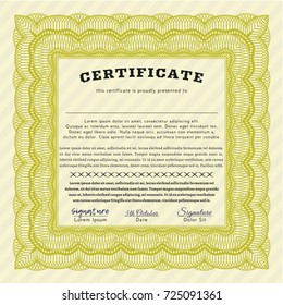 Yellow Classic Certificate template. Modern design. With complex background. Customizable, Easy to edit and change colors. 