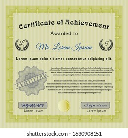 Yellow Classic Certificate template. Money style design. Customizable, Easy to edit and change colors. With complex background. 