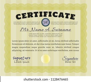 Yellow Classic Certificate template. Retro design. With quality background. Customizable, Easy to edit and change colors. 