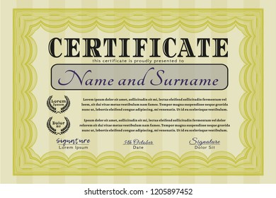 Yellow Classic Certificate template. Superior design. Customizable, Easy to edit and change colors. With quality background. 