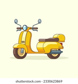 yellow classic moped flat style