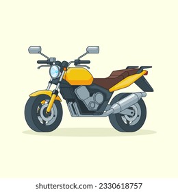 yellow classic motorcycle flat style