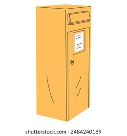 Gelber klassischer Postkasten. Postfachsymbol. Briefkasten. Vektorillustration.