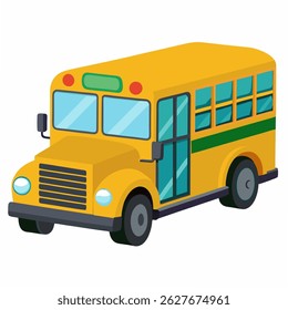 Yellow classic school bus. Side view. American education. Vector illustration isolated on white background