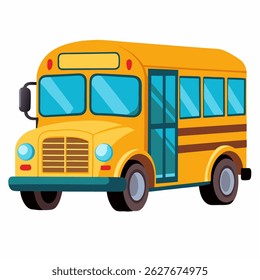 Yellow classic school bus. Side view. American education. Vector illustration isolated on white background