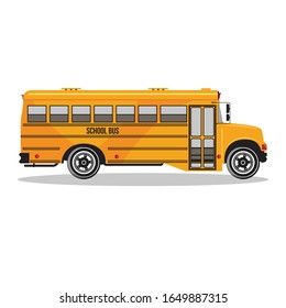 Yellow classic school bus.World education.Side view.Vector school bus