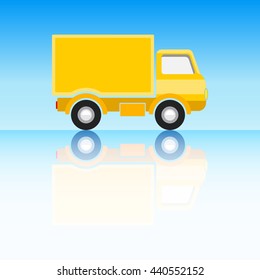 Yellow Classic Truck on Sky Blue Background