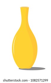 Yellow classic vase isolated on white background. Vector illustration