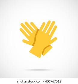 Yellow Cleaning Gloves Flat Icon. Vector Illustration