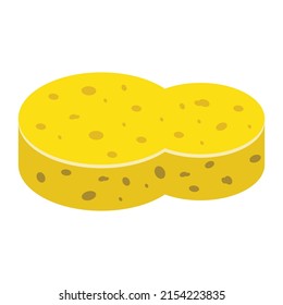 Yellow cleaning sponge for washing and bathing. Vector illustration.  