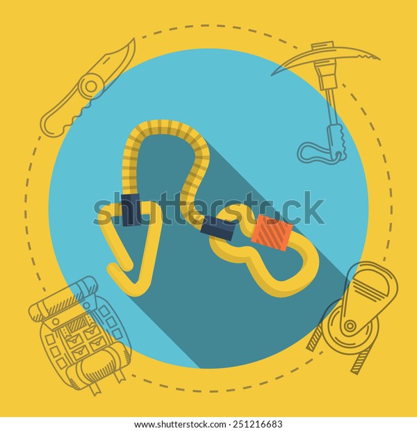 Yellow Climbing Gear On Blue Icon Signs Symbols Sports