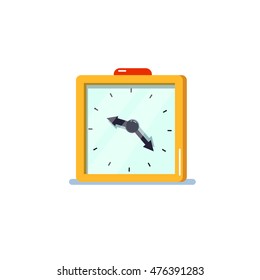 Yellow Clock Flat Icon Vector Illustration On White Background