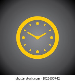 Yellow Clock icon on black background.