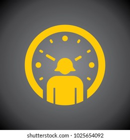 Yellow Clock icon on black background.
