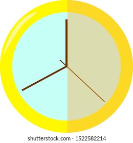 Reloj amarillo, ilustración, vector sobre fondo blanco.