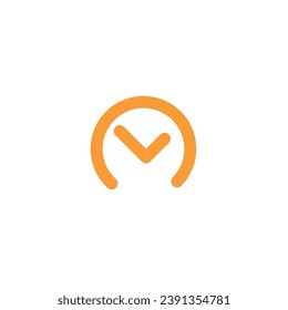 yellow clock logo or icon with blank background