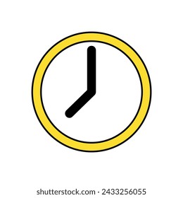yellow clock vector flat icon, vector illustration for websites and graphic resources.