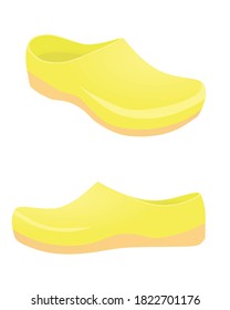 Yellow clogs shoes. vector illustration