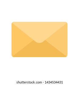 Yellow closed post envelope. You got a mail. Delivery of correspondence. Vector illustration, flat design, cartoon style. Isolated on white background.
