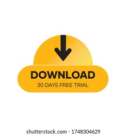 Yellow cloud download circle icon vector design template