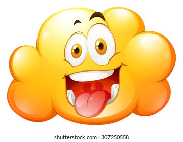 Nube amarilla con ilustración facial feliz