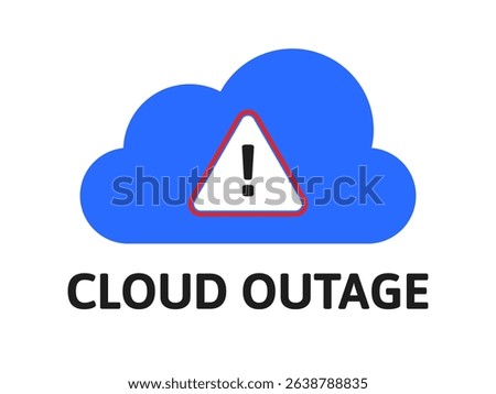 Yellow Cloud Outage Warning Sign Symbol with Triangular Attention Design. for Error Cloud computing Notices, Lose Internet Alerts, Electricity Failure. Cutout Caution Vector.