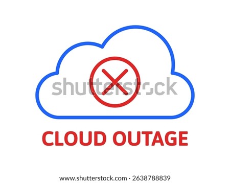 Yellow Cloud Outage Warning Sign with Cross Mark Attention Design. for Error Cloud computing Notices, Lose Internet Alerts, Web Failure. Cutout Disconnect Caution Vector.