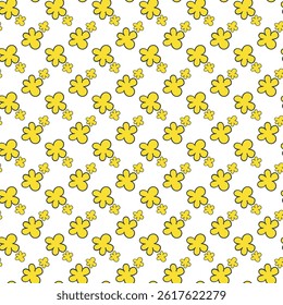 Yellow Clover Pattern with Vibrant and Cheerful Repeating Floral Design