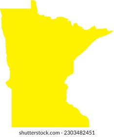 YELLOW CMYK color detailed flat map of the federal state of MINNESOTA, UNITED STATES OF AMERICA on transparent background