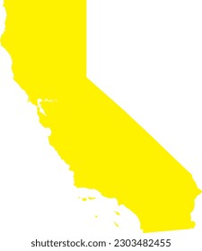 YELLOW CMYK color detailed flat map of the federal state of CALIFORNIA, UNITED STATES OF AMERICA on transparent background