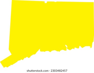 YELLOW CMYK color detailed flat map of the federal state of CONNECTICUT, UNITED STATES OF AMERICA on transparent background