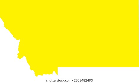 YELLOW CMYK color detailed flat map of the federal state of MONTANA, UNITED STATES OF AMERICA on transparent background