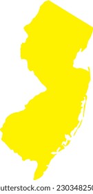 YELLOW CMYK color detailed flat map of the federal state of NEW JERSEY, UNITED STATES OF AMERICA on transparent background