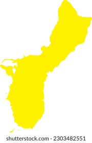 YELLOW CMYK color detailed flat map of the federal territory of GUAM, UNITED STATES OF AMERICA on transparent background