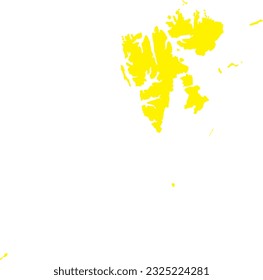 YELLOW CMYK color detailed flat stencil map of the European country of SVALBARD AND JAN MAYEN on transparent background