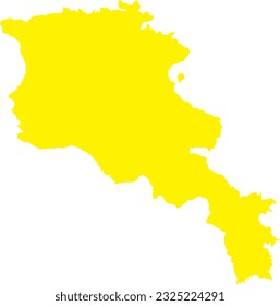YELLOW CMYK color detailed flat stencil map of the European country of ARMENIA on transparent background