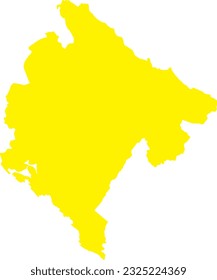 YELLOW CMYK color detailed flat stencil map of the European country of MONTENEGRO on transparent background